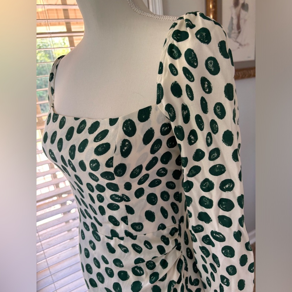 REFORMATION Hilda Dress green and white dots size 4 EUC - Picture 6 of 14